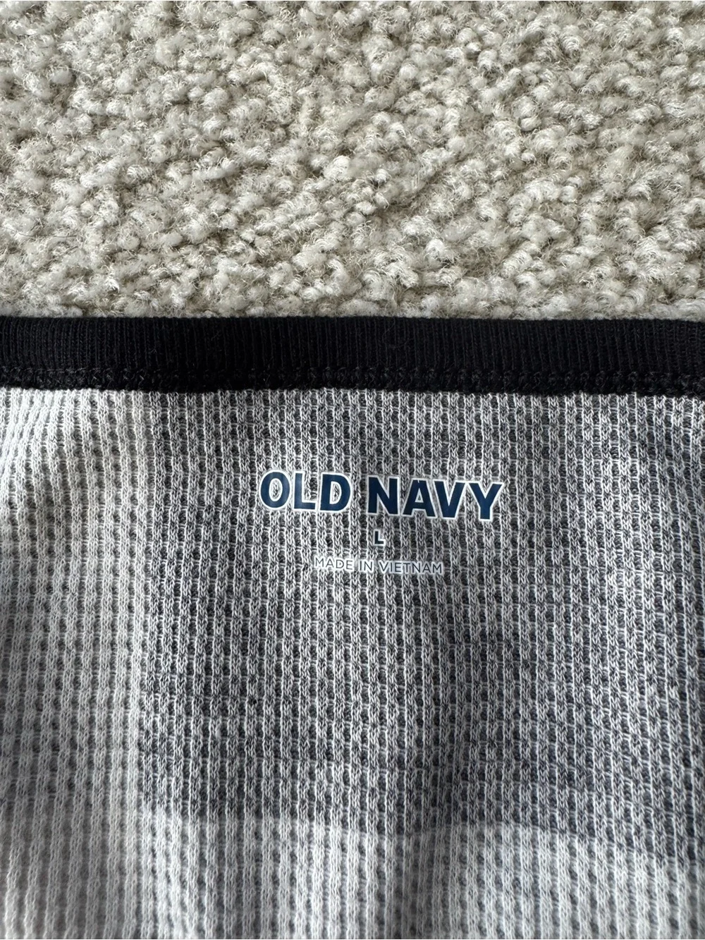 Old Navy Black and Cream Buffalo Plaid Long-Sleeve Top